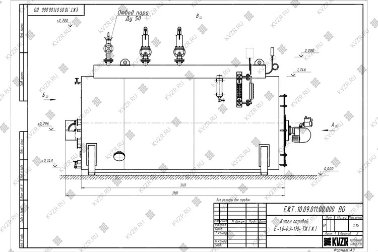 Чертеж мазутного парового котла Е 10 09